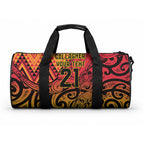 New Zealand Rangatira Custom Duffle Bag Red and Gold Niho Taniwha Maori Tribal