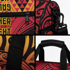 New Zealand Rangatira Custom Duffle Bag Red and Gold Niho Taniwha Maori Tribal