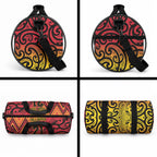 New Zealand Rangatira Custom Duffle Bag Red and Gold Niho Taniwha Maori Tribal