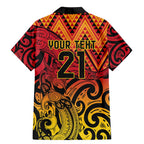 New Zealand Rangatira Custom Family Matching Mermaid Dress and Hawaiian Shirt Red and Gold Niho Taniwha Maori Tribal