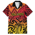 New Zealand Rangatira Custom Family Matching Puletasi and Hawaiian Shirt Red and Gold Niho Taniwha Maori Tribal