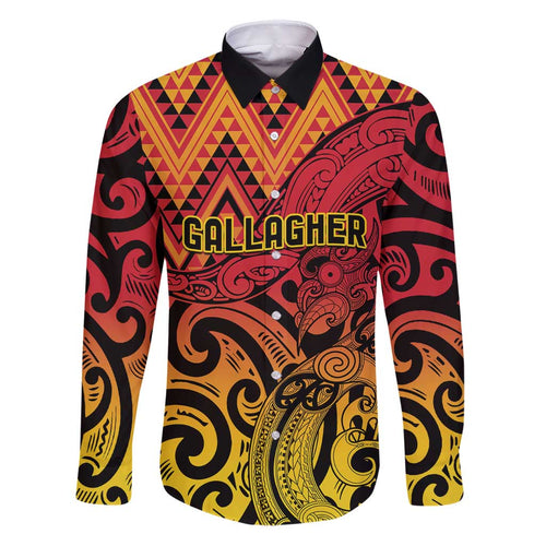 New Zealand Rangatira Custom Family Matching Puletasi and Hawaiian Shirt Red and Gold Niho Taniwha Maori Tribal