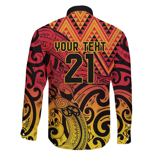 New Zealand Rangatira Custom Family Matching Short Sleeve Bodycon Dress and Hawaiian Shirt Red and Gold Niho Taniwha Maori Tribal
