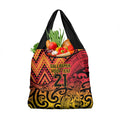 New Zealand Rangatira Custom Grocery Bag Red and Gold Niho Taniwha Maori Tribal