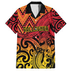 New Zealand Rangatira Custom Hawaiian Shirt Red and Gold Niho Taniwha Maori Tribal