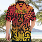 New Zealand Rangatira Custom Hawaiian Shirt Red and Gold Niho Taniwha Maori Tribal