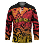 New Zealand Rangatira Custom Hockey Jersey Red and Gold Niho Taniwha Maori Tribal - Aussie Hoodie