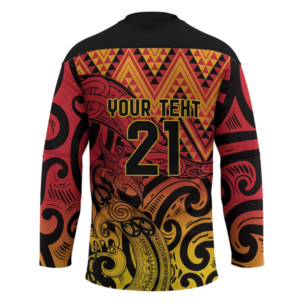 New Zealand Rangatira Custom Hockey Jersey Red and Gold Niho Taniwha Maori Tribal - Aussie Hoodie