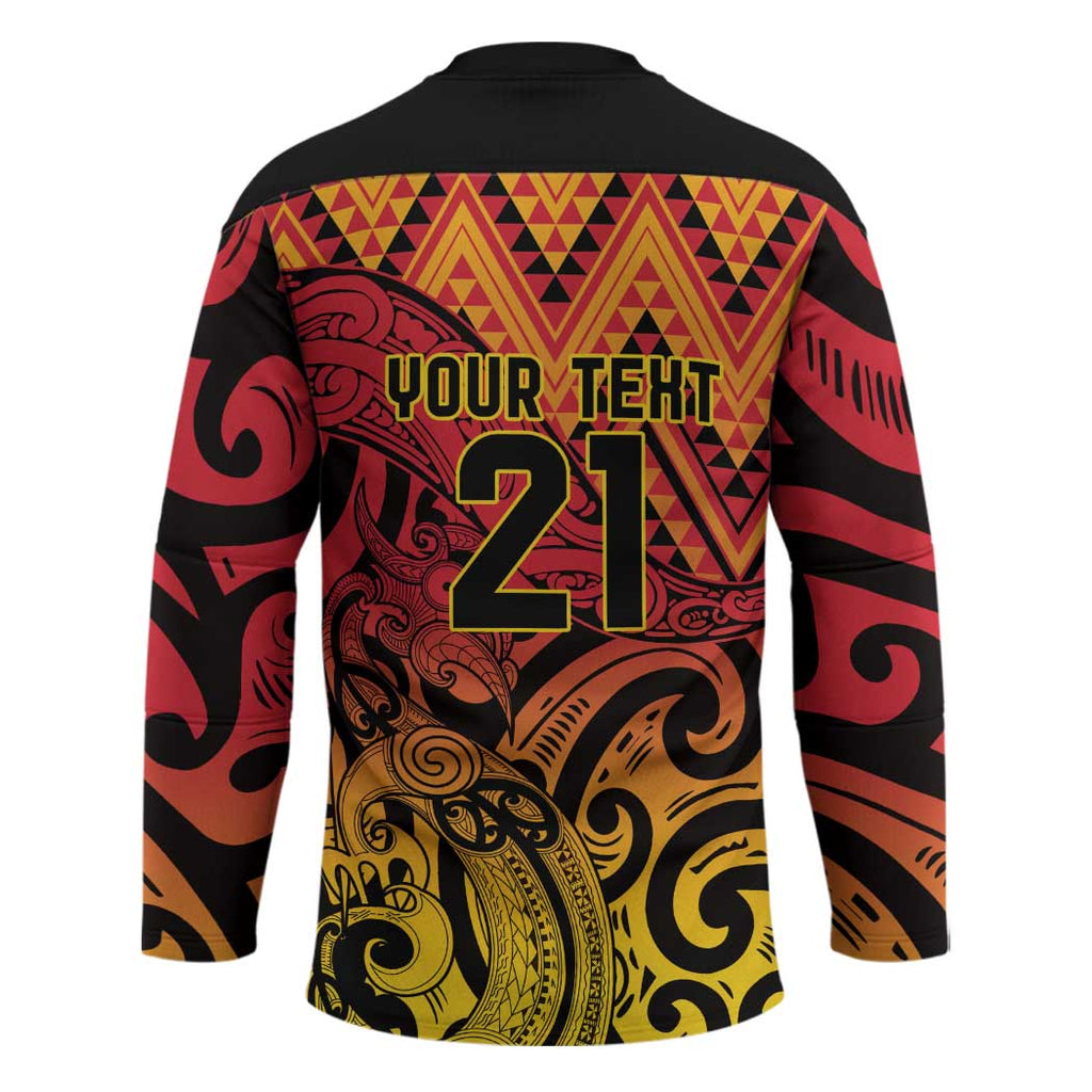 New Zealand Rangatira Custom Hockey Jersey Red and Gold Niho Taniwha Maori Tribal - Aussie Hoodie