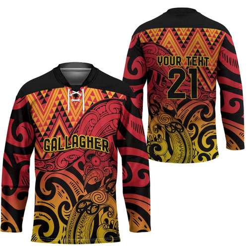 New Zealand Rangatira Custom Hockey Jersey Red and Gold Niho Taniwha Maori Tribal - Aussie Hoodie