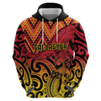 New Zealand Rangatira Custom Hoodie Red and Gold Niho Taniwha Maori Tribal