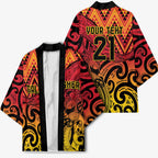 New Zealand Rangatira Custom Kimono Red and Gold Niho Taniwha Maori Tribal - Aussie Hoodie