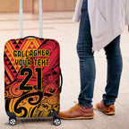 New Zealand Rangatira Custom Luggage Cover Red and Gold Niho Taniwha Maori Tribal
