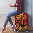 New Zealand Rangatira Custom Luggage Cover Red and Gold Niho Taniwha Maori Tribal