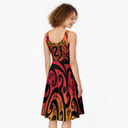 New Zealand Rangatira Custom Midi Dress Red and Gold Niho Taniwha Maori Tribal - Aussie Hoodie