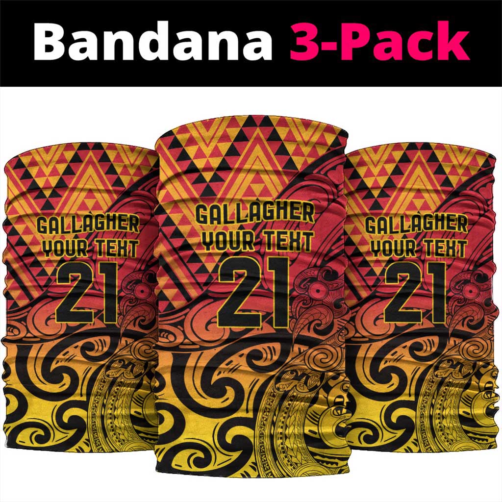 New Zealand Rangatira Custom Neck Gaiter Red and Gold Niho Taniwha Maori Tribal - Aussie Hoodie