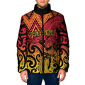 New Zealand Rangatira Custom Padded Jacket Red and Gold Niho Taniwha Maori Tribal - Aussie Hoodie