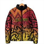 New Zealand Rangatira Custom Padded Jacket Red and Gold Niho Taniwha Maori Tribal - Aussie Hoodie