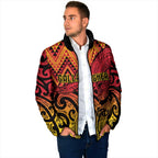 New Zealand Rangatira Custom Padded Jacket Red and Gold Niho Taniwha Maori Tribal - Aussie Hoodie