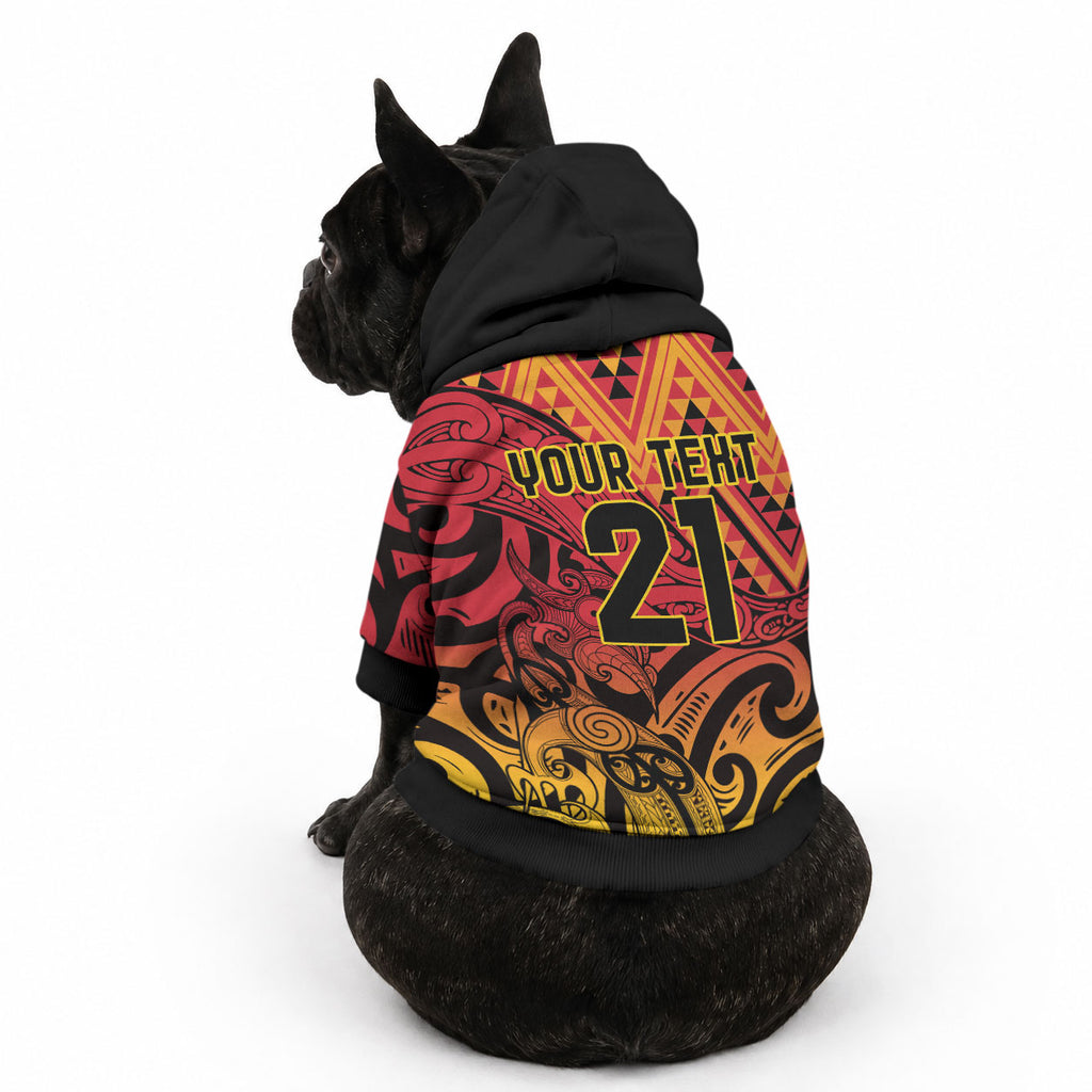 New Zealand Rangatira Custom Pet Hoodie Red and Gold Niho Taniwha Maori Tribal