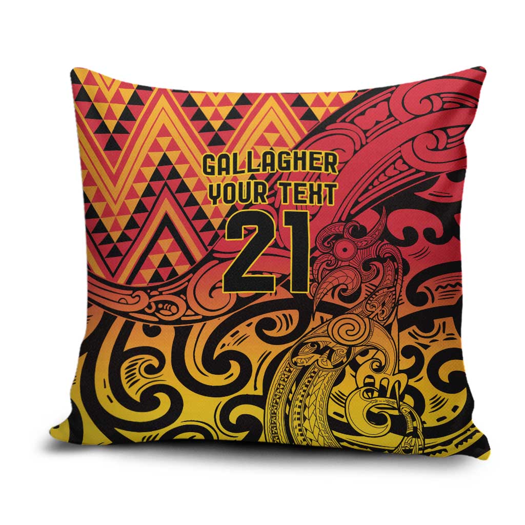 New Zealand Rangatira Custom Pillow Cover Red and Gold Niho Taniwha Maori Tribal - Aussie Hoodie