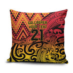 New Zealand Rangatira Custom Pillow Cover Red and Gold Niho Taniwha Maori Tribal - Aussie Hoodie