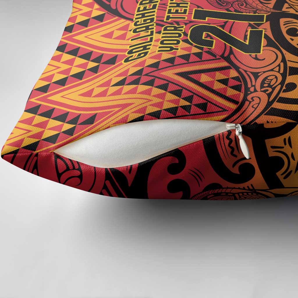 New Zealand Rangatira Custom Pillow Cover Red and Gold Niho Taniwha Maori Tribal - Aussie Hoodie