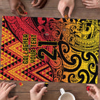 New Zealand Rangatira Custom Puzzle Red and Gold Niho Taniwha Maori Tribal - Aussie Hoodie