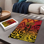New Zealand Rangatira Custom Puzzle Red and Gold Niho Taniwha Maori Tribal - Aussie Hoodie