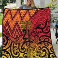 New Zealand Rangatira Custom Quilt Red and Gold Niho Taniwha Maori Tribal