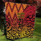 New Zealand Rangatira Custom Quilt Red and Gold Niho Taniwha Maori Tribal