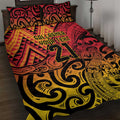 New Zealand Rangatira Custom Quilt Bed Set Red and Gold Niho Taniwha Maori Tribal