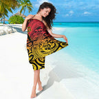New Zealand Rangatira Custom Sarong Red and Gold Niho Taniwha Maori Tribal
