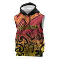 New Zealand Rangatira Custom Sleeveless Hoodie Red and Gold Niho Taniwha Maori Tribal - Aussie Hoodie