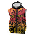 New Zealand Rangatira Custom Sleeveless Zip Hoodie Red and Gold Niho Taniwha Maori Tribal LT9