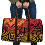 New Zealand Rangatira Custom Travel Bag Red and Gold Niho Taniwha Maori Tribal - Aussie Hoodie