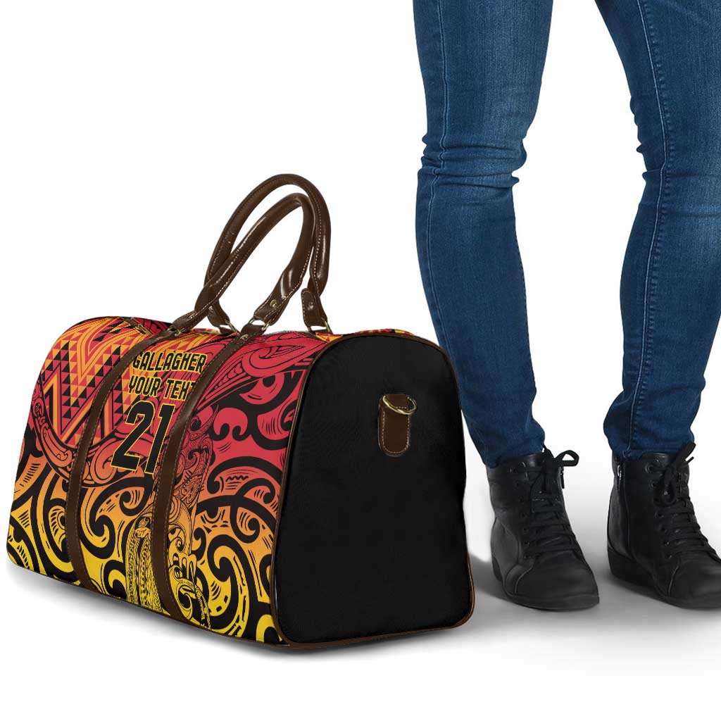 New Zealand Rangatira Custom Travel Bag Red and Gold Niho Taniwha Maori Tribal - Aussie Hoodie