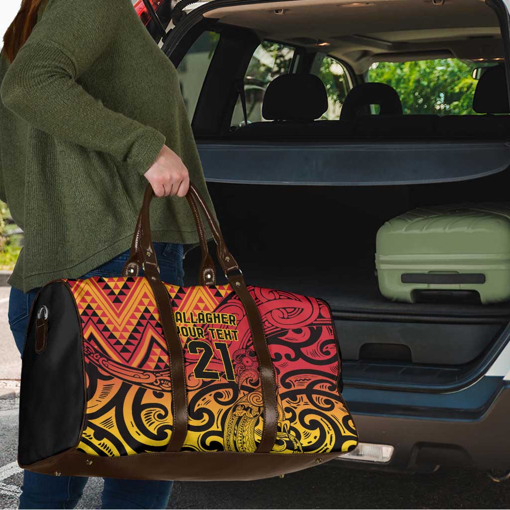 New Zealand Rangatira Custom Travel Bag Red and Gold Niho Taniwha Maori Tribal - Aussie Hoodie