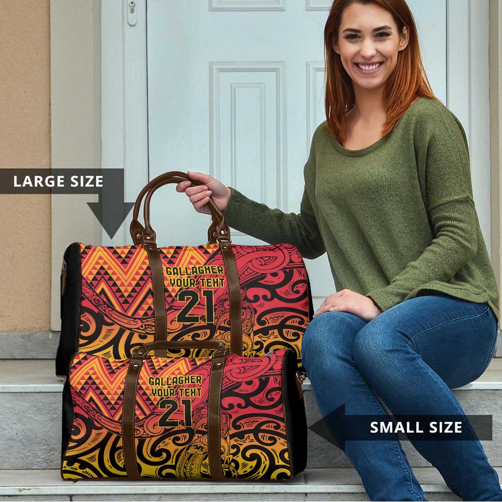 New Zealand Rangatira Custom Travel Bag Red and Gold Niho Taniwha Maori Tribal - Aussie Hoodie