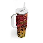 New Zealand Rangatira Custom Tumbler With Handle Red and Gold Niho Taniwha Maori Tribal