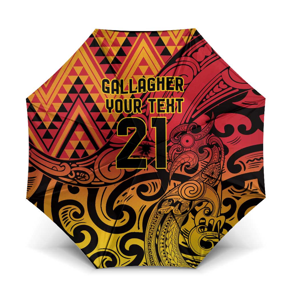 New Zealand Rangatira Custom Umbrella Red and Gold Niho Taniwha Maori Tribal - Aussie Hoodie