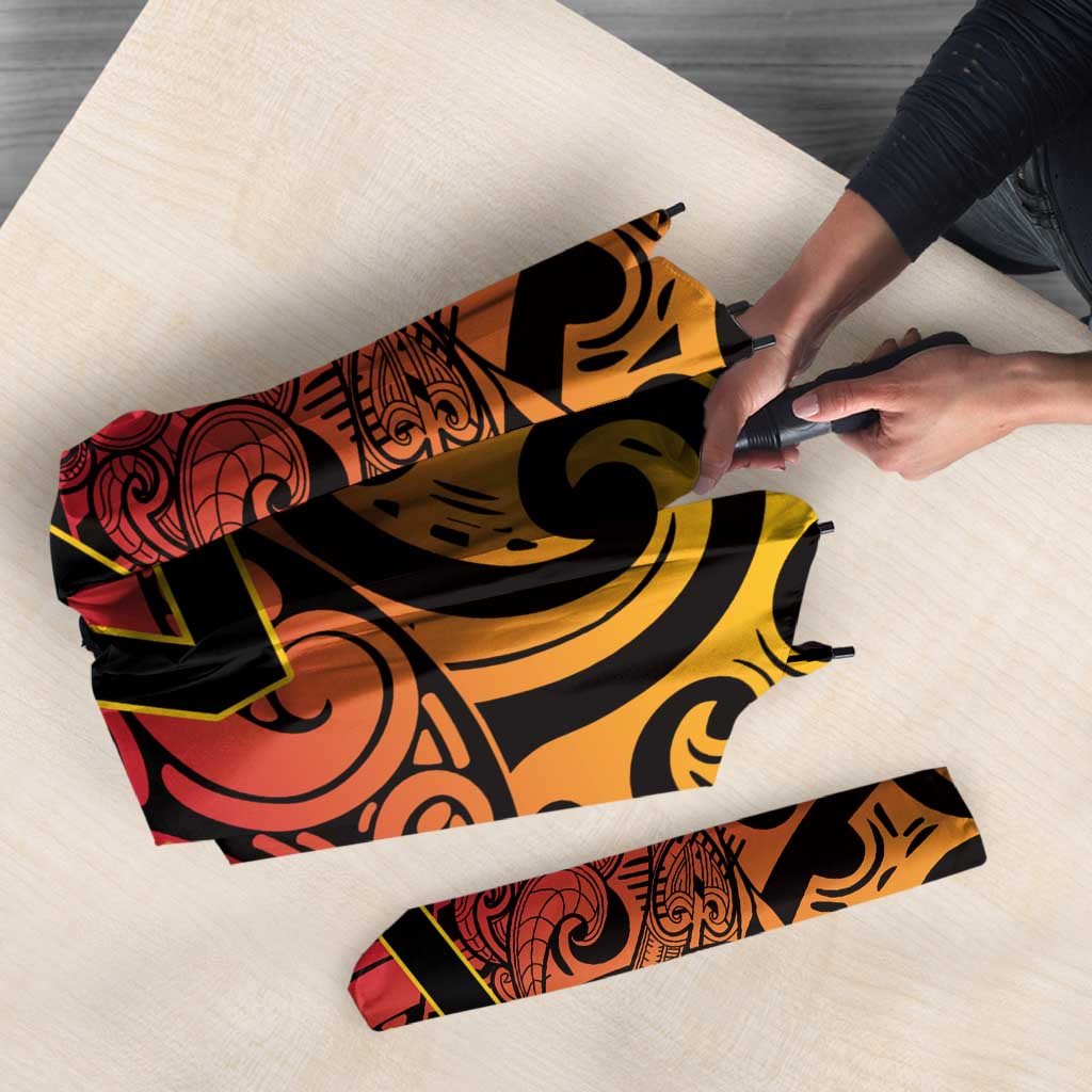 New Zealand Rangatira Custom Umbrella Red and Gold Niho Taniwha Maori Tribal - Aussie Hoodie