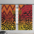 New Zealand Rangatira Custom Window Curtain Red and Gold Niho Taniwha Maori Tribal