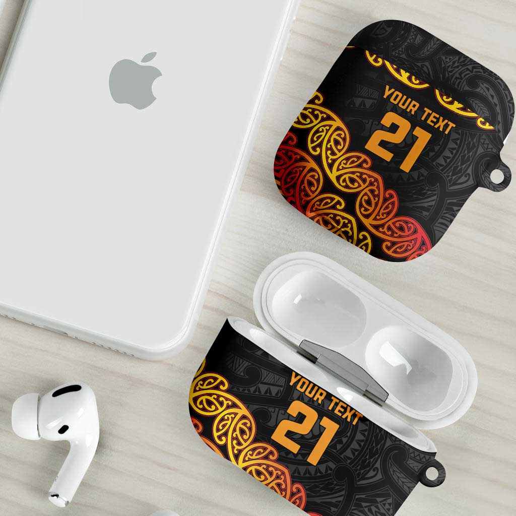 New Zealand Rugby Pacific Custom AirPods Case Rangatira Maori Kowhaiwhai Pattern - Aussie Hoodie