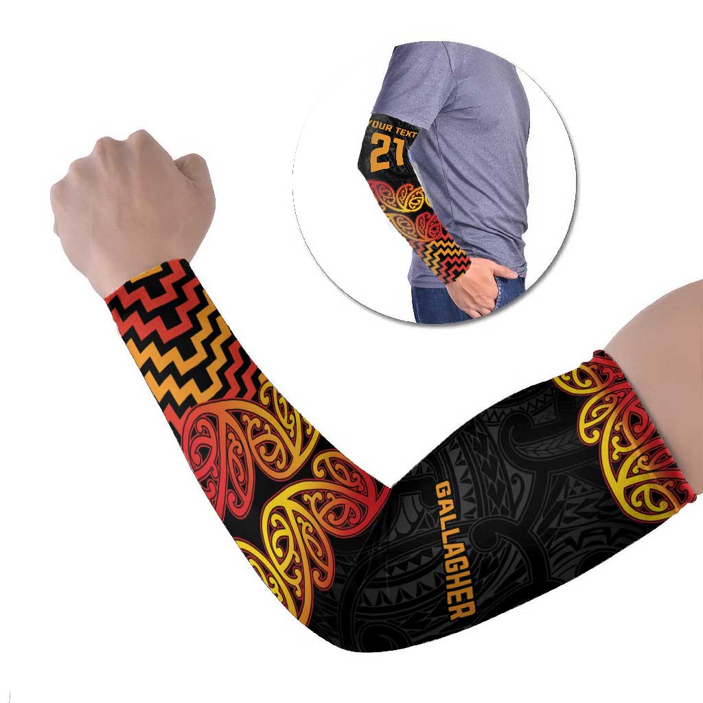 New Zealand Rugby Pacific Custom Arm Sleeves Rangatira Maori Kowhaiwhai Pattern - Aussie Hoodie