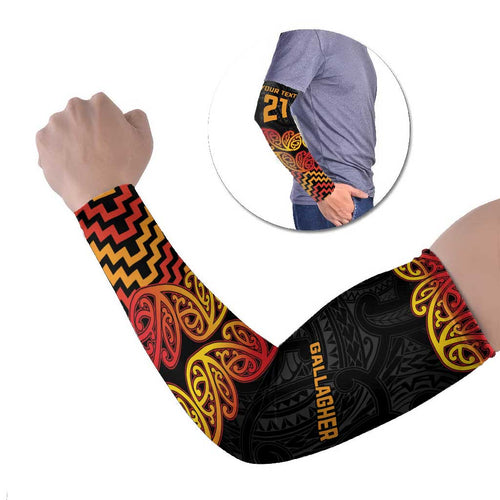 New Zealand Rugby Pacific Custom Arm Sleeves Rangatira Maori Kowhaiwhai Pattern - Aussie Hoodie