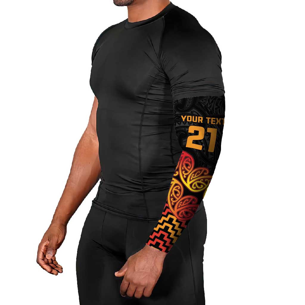 New Zealand Rugby Pacific Custom Arm Sleeves Rangatira Maori Kowhaiwhai Pattern - Aussie Hoodie