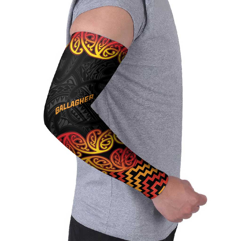New Zealand Rugby Pacific Custom Arm Sleeves Rangatira Maori Kowhaiwhai Pattern - Aussie Hoodie