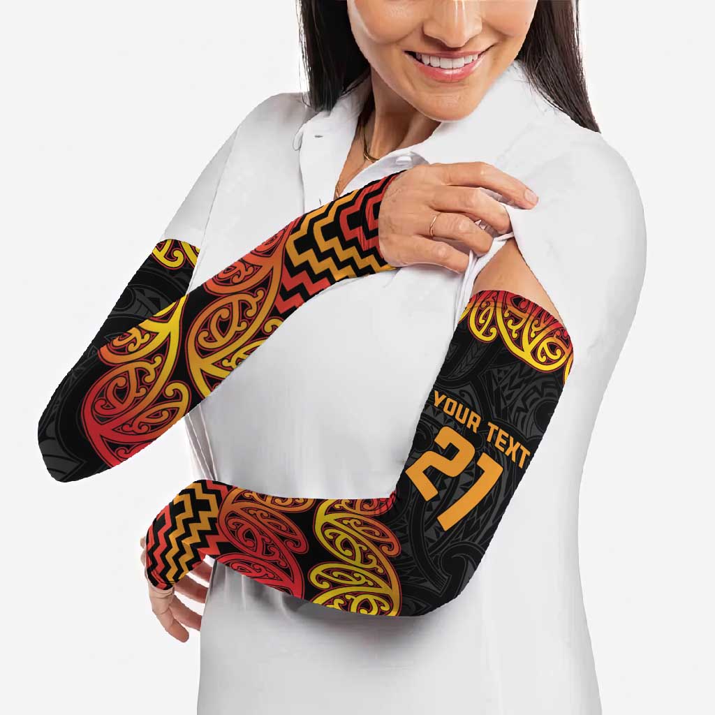 New Zealand Rugby Pacific Custom Arm Sleeves Rangatira Maori Kowhaiwhai Pattern - Aussie Hoodie