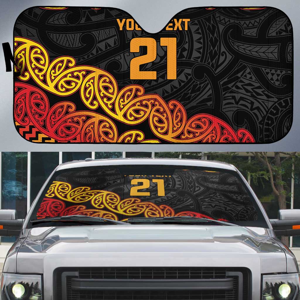 New Zealand Rugby Pacific Custom Auto Sun Shade Rangatira Maori Kowhaiwhai Pattern - Aussie Hoodie